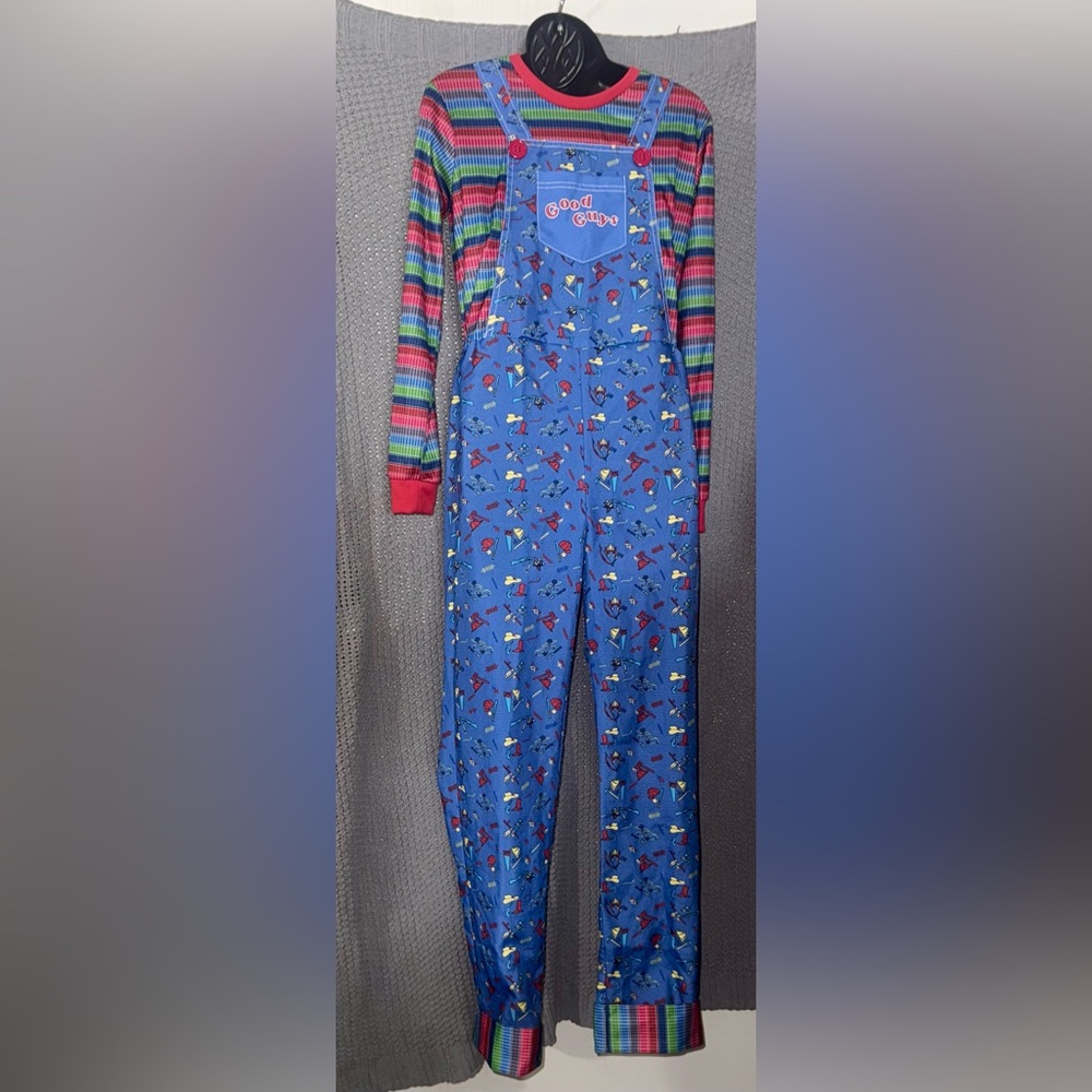 Chucky Costume Halloween Childs Play Kids Size Girl 12/14 Jumpsuit Doll